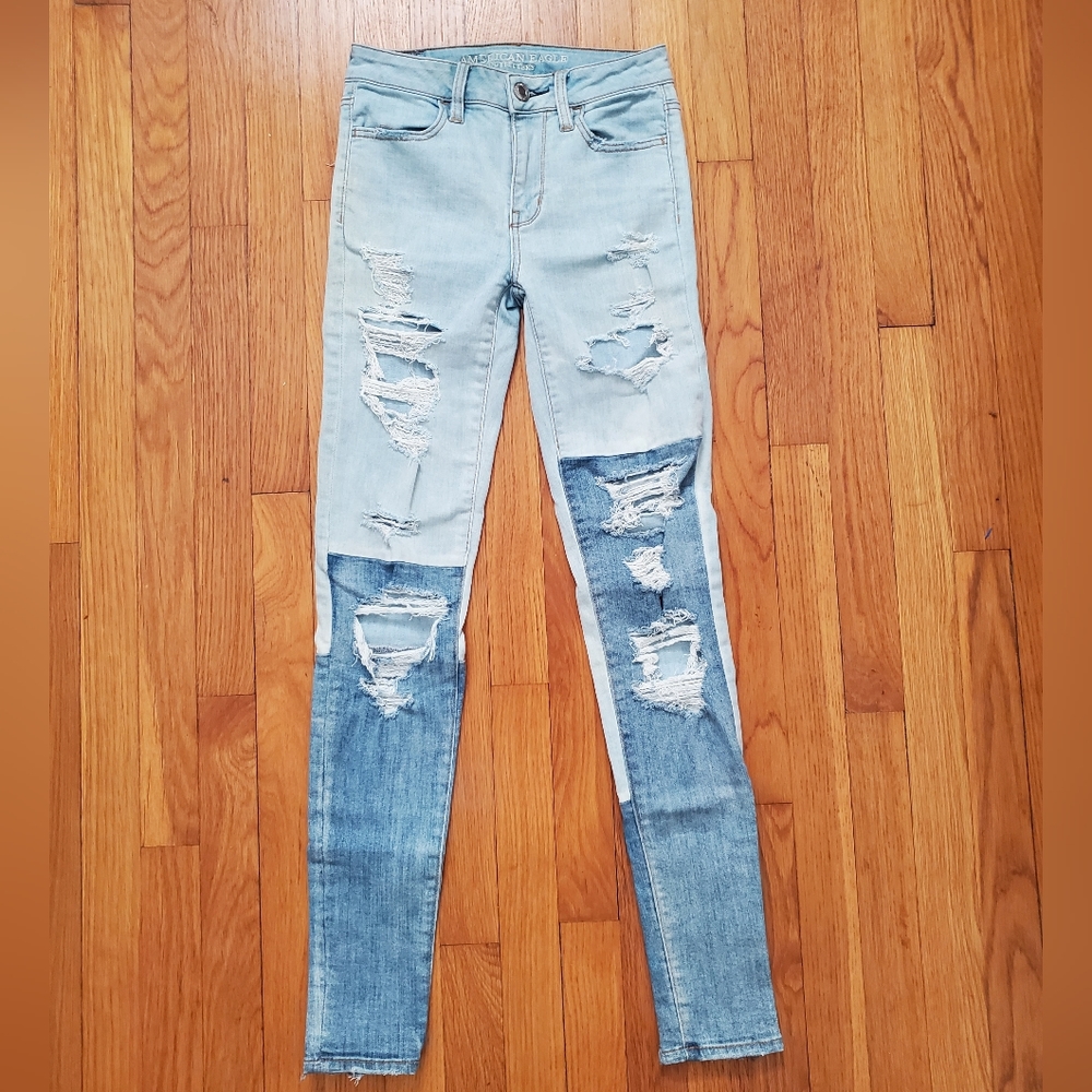 American eagle two toned jeans 0 long